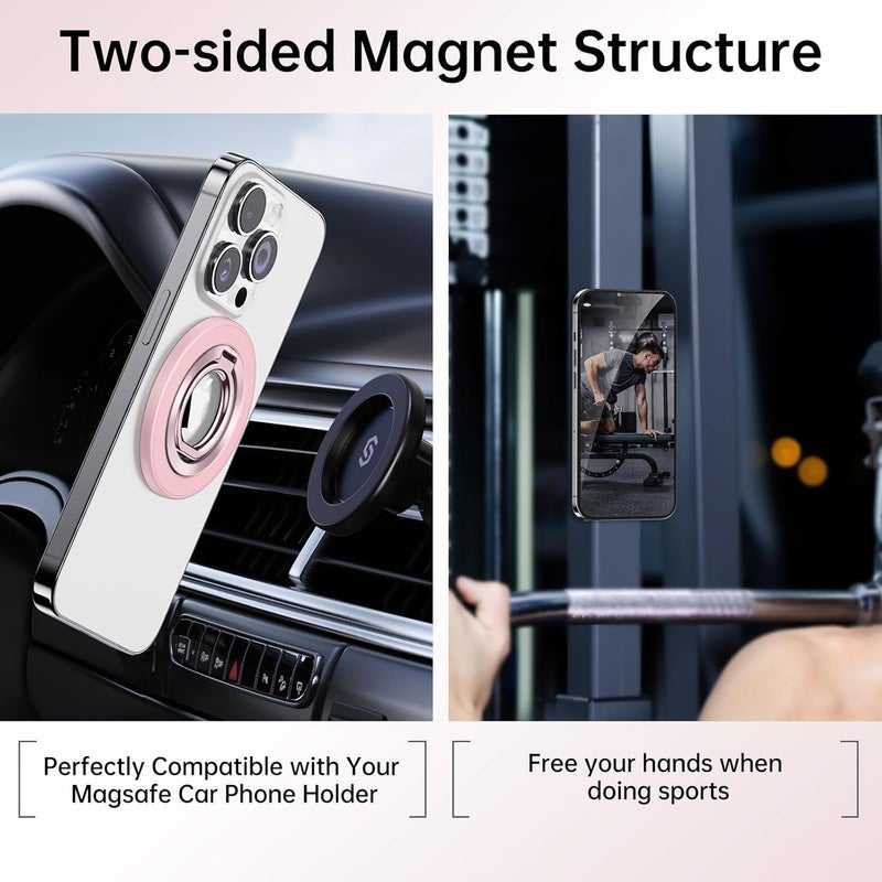 Syncwire Magnetic Phone Ring Holder for MagSafe [2 Pack] - Magnet Cell Phone Grip Stand Finger Ring Kickstand Two-Sided Magnetic Compatible with iPhone 17 Pro Max 16 15 14 13 12 MagSafe Accessories - Image 4